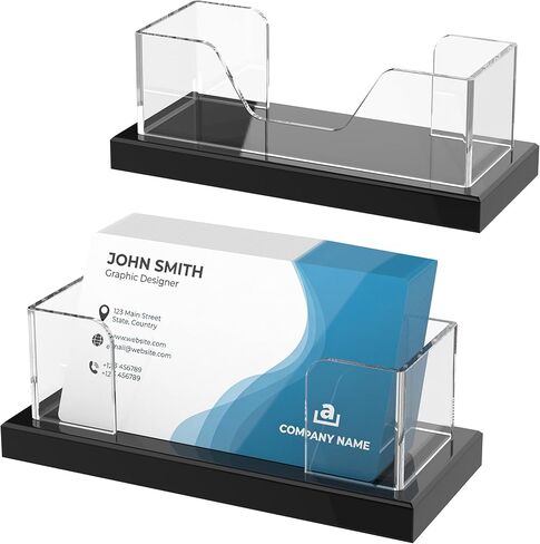 حامل بطاقة Lugunu Business for Desk 2 Pack - Clear Acrylic Card Display Stand يحمل 100 بطاقة ، منظم سطح المكتب (4.5x1.9x1.6inches) in Kuwait