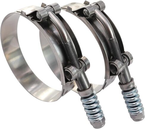 3.5 بوصة T Bolt Hose O.D.Clamp الفولاذ المقاوم للصدأ - مشابك خرطوم شديدة التحمل محملة بنابض 83 مم - 91 مم لخرطوم OD مقاس 3.5 بوصة، يساعد الضبط التلقائي على الحفاظ على التوتر المستمر والملاءمة الضيقة (83-91 مم، عبوتان) in Kuwait