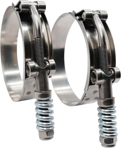 3.5 بوصة T Bolt Hose O.D.Clamp الفولاذ المقاوم للصدأ - مشابك خرطوم شديدة التحمل محملة بنابض 83 مم - 91 مم لخرطوم OD مقاس 3.5 بوصة، يساعد الضبط التلقائي على الحفاظ على التوتر المستمر والملاءمة الضيقة (83-91 مم، عبوتان) in Kuwait