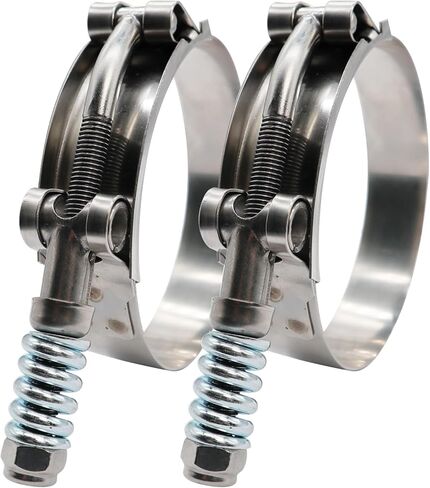3.5 بوصة T Bolt Hose O.D.Clamp الفولاذ المقاوم للصدأ - مشابك خرطوم شديدة التحمل محملة بنابض 83 مم - 91 مم لخرطوم OD مقاس 3.5 بوصة، يساعد الضبط التلقائي على الحفاظ على التوتر المستمر والملاءمة الضيقة (83-91 مم، عبوتان) in Kuwait
