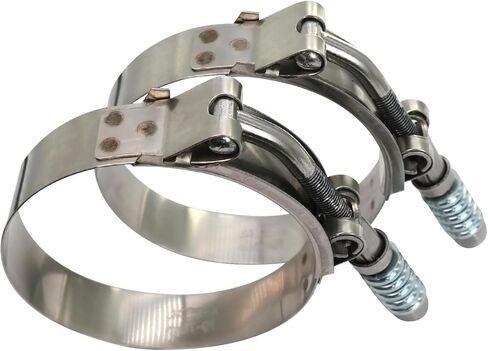 3.5 بوصة T Bolt Hose O.D.Clamp الفولاذ المقاوم للصدأ - مشابك خرطوم شديدة التحمل محملة بنابض 83 مم - 91 مم لخرطوم OD مقاس 3.5 بوصة، يساعد الضبط التلقائي على الحفاظ على التوتر المستمر والملاءمة الضيقة (83-91 مم، عبوتان) in Kuwait