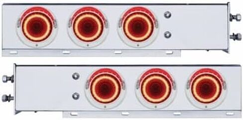 United Pacific 22252 2-1/2" Bolt Pattern SS Spring Loaded Rear Bar w/6X 4" Red LED "Mirage" Lights & Visor -Red Lens in Saudi Arabia