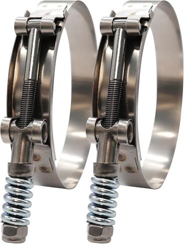 4.5 بوصة T بولت خرطوم O.D. مشبك من الفولاذ المقاوم للصدأ - مشابك خرطوم شديدة التحمل محملة بنابض 109 مم - 117 مم لقطر خرطوم 4.5 بوصة، يساعد الضبط التلقائي على الحفاظ على التوتر المستمر (109-117 مم، عبوتان) in Kuwait