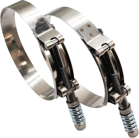 4.5 بوصة T بولت خرطوم O.D. مشبك من الفولاذ المقاوم للصدأ - مشابك خرطوم شديدة التحمل محملة بنابض 109 مم - 117 مم لقطر خرطوم 4.5 بوصة، يساعد الضبط التلقائي على الحفاظ على التوتر المستمر (109-117 مم، عبوتان) in Kuwait