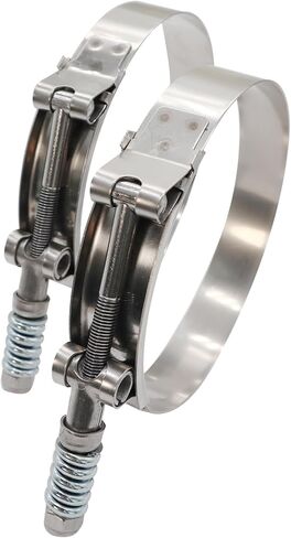 4.5 بوصة T بولت خرطوم O.D. مشبك من الفولاذ المقاوم للصدأ - مشابك خرطوم شديدة التحمل محملة بنابض 109 مم - 117 مم لقطر خرطوم 4.5 بوصة، يساعد الضبط التلقائي على الحفاظ على التوتر المستمر (109-117 مم، عبوتان) in Kuwait