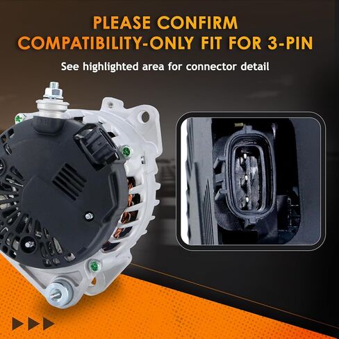 New Alternator Compatible With 2.5L Nissan 2007-2012 Altima, 2007 2008 2009 2010 2011 2012 Sentra, 2011-2013 Rogue, 2014 2015 Rogue Select L4, 400-40102 AL2407X 23100-JA02A AVA0074 TG12C032 in Kuwait