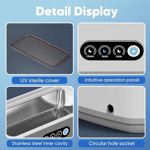 Ultrasonic Jewelry Cleaner Machine, 49KHz Professional Ultrasonic Cleaner for Jewelry, Eyeglasses, Rings, Watch Bands, with 650ML Stainless Steel Tank & 3 Time Modes in Kuwait