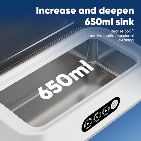 Ultrasonic Jewelry Cleaner Machine, 49KHz Professional Ultrasonic Cleaner for Jewelry, Eyeglasses, Rings, Watch Bands, with 650ML Stainless Steel Tank & 3 Time Modes in Kuwait