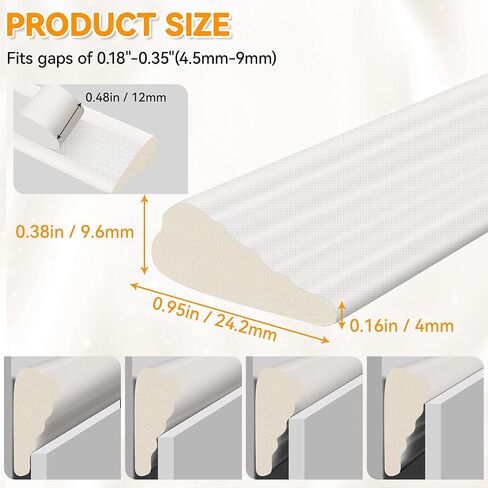 236" Wedge-Shaped Foam Window Seal Strip, Door Weather Stripping, Soundproof Front Door Frame Seal, Self-Adhesive Winter Insulation for Doors & Windows, Draft Stopper Gap Filler, White in Saudi Arabia