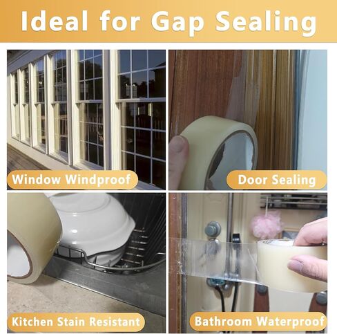SWRT 2"x 30 YD 8 Mil Heavy Duty Transparent Window Weather Sealing Tape, No Residue Window Insulation for Summer, Blocks Pollen, Dust & Bugs，Preventing Cold Air Loss in Summer Door and Window Seal Kit in Saudi Arabia