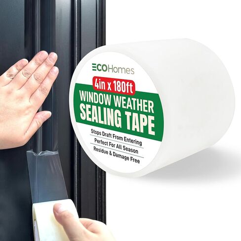 ECOHomes Window Weather Sealing Tape | Winter Weather Stripping Tape to Block Cold Drafts Through Window Gaps and AC Units, Insulation Seal and Draft Blocker for Home (2 Inch by 90 FT, Clear) in Kuwait