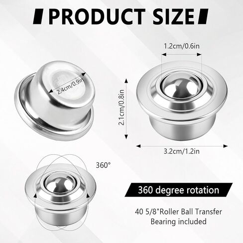 30 PCS 5/8" Roller Ball Transfer Bearing, CY-15H Carbon Steel Ball Transfer Bearing Casters, Ball Bearing Rollers, Universal Base Roller Ball for Conveyor, Roller Stand, Load Capacity 44lbs in Saudi Arabia