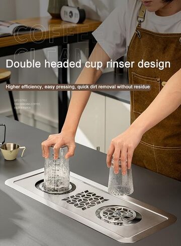 Double Headed Glass Cup Rinser Stainless Steel Glass Washer for Kitchen Sink Bottle Washer Cup Cleaner Sink Attachment Accessories for Home Bar Faucet in Saudi Arabia