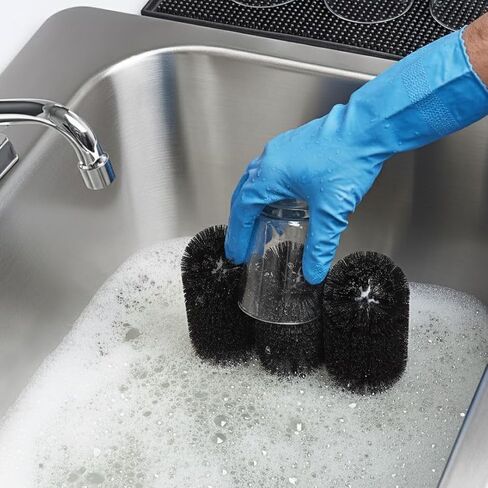 Soro Essentials- 3 Brush Manual Glass Washer with Suction Base Nylon Bristle- Bar and Restaurant Commercial Glass Washer Brush for Glasses Wine Glass Bottle and Cup Washer Home Kitchen Restaurant in Saudi Arabia