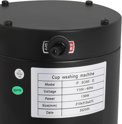 Heavy-Duty Commercial Glass Washer, 5-Brush 1/3HP Electric Wine Glass Cleaning Machine for Bar, Restaurant, Cafe - Professional Cup Washer for Beer Mugs, Red Wine Glasses, Champagne Flutes (Black) in Saudi Arabia