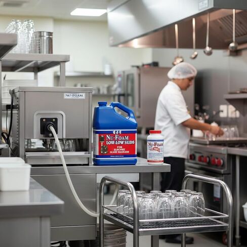 Nu-Foam Low-Low Suds Glass Washer Detergent and Sanitizing Tablets Bundle for Commercial Bar Glassware, Streak-Free in Kuwait