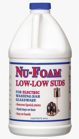 Nu-Foam Low Low Suds Liquid Detergent for Bar Glassware - Original Streak-Free Solution - Hand Washing Bar, Tavern, Brewery Supplies - Concentrated (1/2 Gallon Jug) in Saudi Arabia