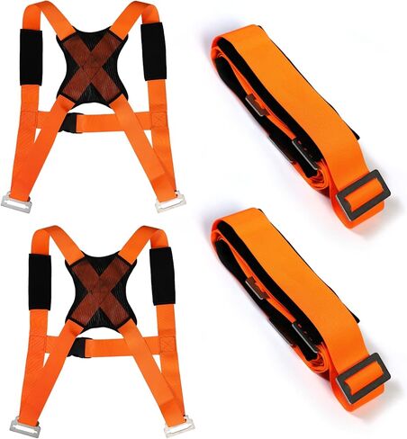 أحزمة الكتف المتحركة، نظام رفع وتحريك لشخصين مع وسادات سميكة، أشرطة رفع الأثاث قابلة للتعديل لتحريك الأجهزة والمراتب والأشرطة المتحركة لرفع ما يصل إلى 800 رطل in Kuwait