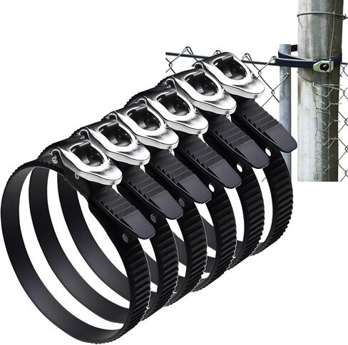 ربطات عنق بسقاطة شديدة التحمل وقابلة لإعادة الاستخدام، أربطة كابل قفل قابلة للتعديل مقاس 12 و20 بوصة مع تصميم قفل حزام، إبزيم من الفولاذ المقاوم للصدأ، أشرطة تأمين سوداء مقاومة للأشعة فوق البنفسجية في الهواء الطلق (6 قطع/20 بوصة) in Kuwait