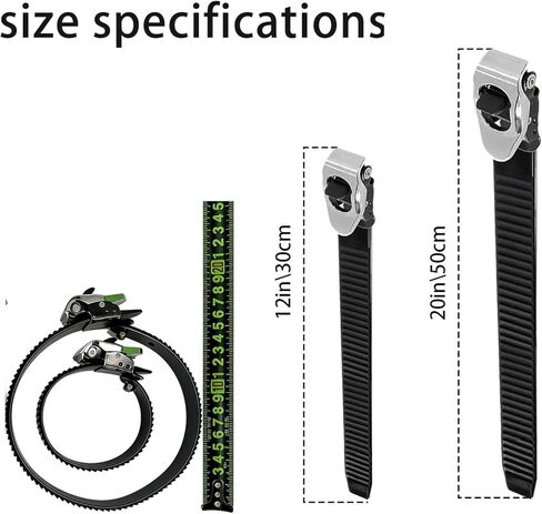 ربطات عنق بسقاطة شديدة التحمل وقابلة لإعادة الاستخدام، أربطة كابل قفل قابلة للتعديل مقاس 12 و20 بوصة مع تصميم قفل حزام، إبزيم من الفولاذ المقاوم للصدأ، أشرطة تأمين سوداء مقاومة للأشعة فوق البنفسجية في الهواء الطلق (6 قطع/20 بوصة) in Kuwait