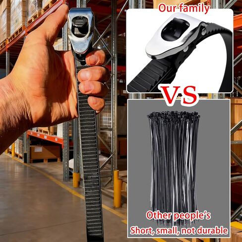 ربطات عنق بسقاطة شديدة التحمل وقابلة لإعادة الاستخدام، أربطة كابل قفل قابلة للتعديل مقاس 12 و20 بوصة مع تصميم قفل حزام، إبزيم من الفولاذ المقاوم للصدأ، أشرطة تأمين سوداء مقاومة للأشعة فوق البنفسجية في الهواء الطلق (6 قطع/20 بوصة) in Kuwait