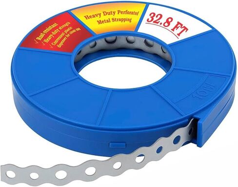 32.8FT Heavy Duty Perforated Metal Strapping, Galvanized Pipe Hanger Strap for Duct, Pipe, DIY & Construction - Strong, Flexible, Easy to Cut, Rust-Resistant in Kuwait