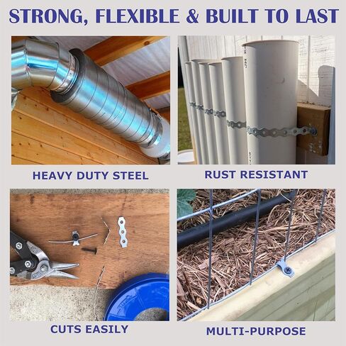 32.8FT Heavy Duty Perforated Metal Strapping, Galvanized Pipe Hanger Strap for Duct, Pipe, DIY & Construction - Strong, Flexible, Easy to Cut, Rust-Resistant in Kuwait