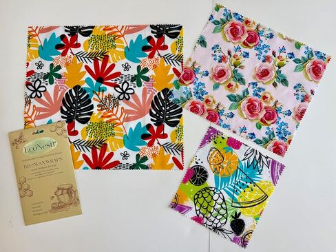 Beeswax Food Wraps (3-Pack S/M/L) – Reusable & Washable Food Storage Wraps, Plastic-Free Alternative for Sandwiches, Produce & Bowls in Saudi Arabia