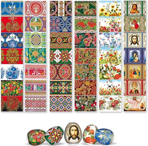 42 Pcs Easter Egg Wraps Set - Othtodox Easter Egg Shrink Wrappers for Pysanka - Thermo Ukrainian Easter Egg Decorating Kit - Traditional Egg Sleeves Easter in Saudi Arabia