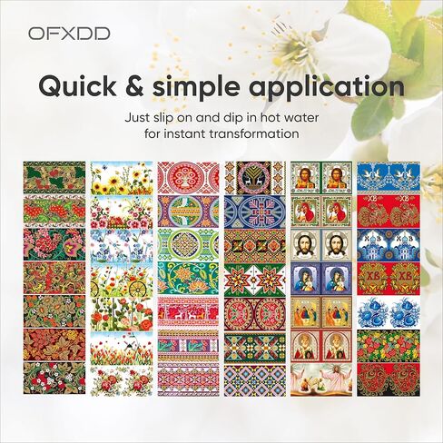 42 Pcs Easter Egg Wraps Set - Othtodox Easter Egg Shrink Wrappers for Pysanka - Thermo Ukrainian Easter Egg Decorating Kit - Traditional Egg Sleeves Easter in Saudi Arabia