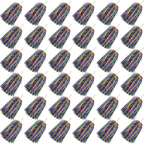 36PCS Color Cheerleading Pom Poms Metal Foil Plastic Pom Poms Baton Handle Games Sports Team Dance Party Football Basketball Club Spirit Sports Stage Performance Celebration in Saudi Arabia