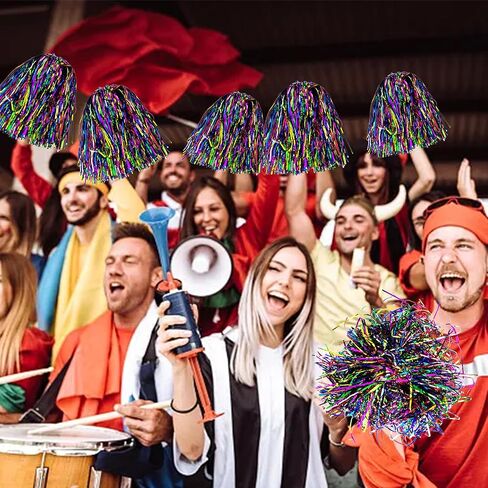 36PCS Color Cheerleading Pom Poms Metal Foil Plastic Pom Poms Baton Handle Games Sports Team Dance Party Football Basketball Club Spirit Sports Stage Performance Celebration in Saudi Arabia