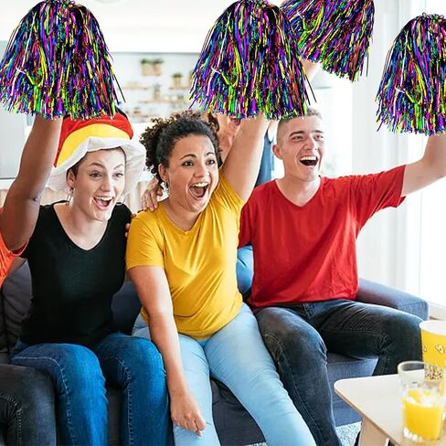 36PCS Color Cheerleading Pom Poms Metal Foil Plastic Pom Poms Baton Handle Games Sports Team Dance Party Football Basketball Club Spirit Sports Stage Performance Celebration in Saudi Arabia