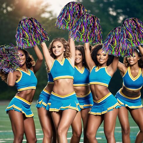 36PCS Color Cheerleading Pom Poms Metal Foil Plastic Pom Poms Baton Handle Games Sports Team Dance Party Football Basketball Club Spirit Sports Stage Performance Celebration in Saudi Arabia