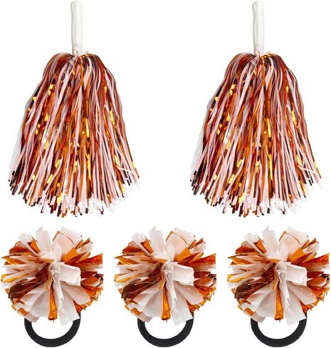 Lovecheer 5PCS Pom Poms Cheerleading and Pompoms Hair Rope Cheerleader Costume for Basketball Soccer Baseball Sports Team Spirits Dance Performance in Kuwait