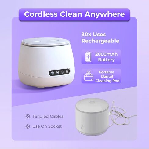 Ultrasonic Retainer Cleaner Machine, 45kHz Rechargeable Retainer Cleaner with 4 UV Lights, W200 Ultrasonic Cleaner for Retainers, Aligners, Mouth Guards, Night Guards & Dentures in Saudi Arabia