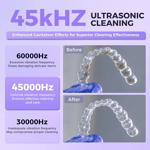 Ultrasonic Retainer Cleaner Machine, 45kHz Rechargeable Retainer Cleaner with 4 UV Lights, W200 Ultrasonic Cleaner for Retainers, Aligners, Mouth Guards, Night Guards & Dentures in Saudi Arabia