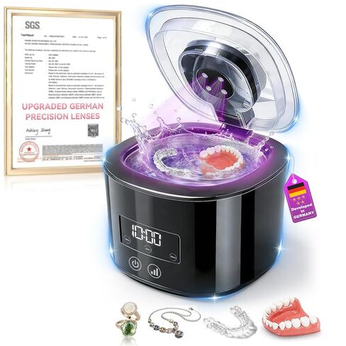 5.0 منظف التجنيب بالموجات فوق الصوتية المحدثة 【محرك ألماني Top1 】 【تقنية الموجات فوق الصوتية والمزدوجة 50 كيلو هرتز المعتمدة من SGS 】 【شريحة ذكية 4.0 】 【قابلة لإعادة الشحن 】 لأطقم الأسنان والأقواس والحرس الليلي والمصفف وفرشاة الأسنان والمجوهرات in Kuwait