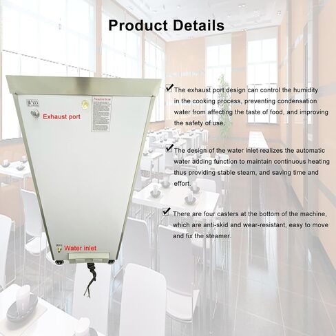 Commercial Electric Food Steamer Multi-function Stainless Steel Steam Warmer Cabinet with 12 Trays 110V 12KW 0.02Mpa Max Pressure in Kuwait