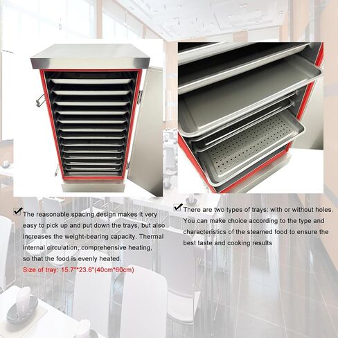 Commercial Electric Food Steamer Multi-function Stainless Steel Steam Warmer Cabinet with 12 Trays 110V 12KW 0.02Mpa Max Pressure in Kuwait