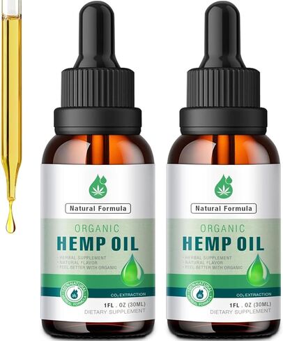 2 Pack Hemp Oil Organic Premium for Pain Relief, Skin, Anxiety - 2,800,000 Maximum Strength - 100% Natural Hemp Drops Tincture - Hemp Oils with Vegan, Non-GMO Grown in Kuwait