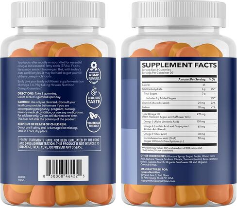 أوميغا 3 6 9 + علكات DHA للبالغين - بديل زيت السمك النباتي مع زيت بذور الشيا والطحالب - دعم وظيفة الدماغ والمناعة - نكهات الليمون والبرتقال - صديق للنباتيين - 60 قطعة in Kuwait