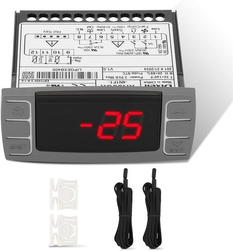 for Dixell XR06CX-4N1F1 Temperature Controllers, Programmable Digital Thermostat with Sensor Probe Fit for 120V 50-60hz Commercial Refrigerators/Freezer (Includes Mounting Hardware) in Kuwait