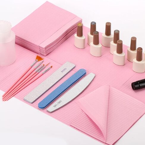 125 Pack Dental Bibs Disposable 3 Ply Dental Bibs Waterproof Pink Dental Bibs for Nail Salon, Dental Clinic, Pet Feeding, Tattoo Shop in Kuwait