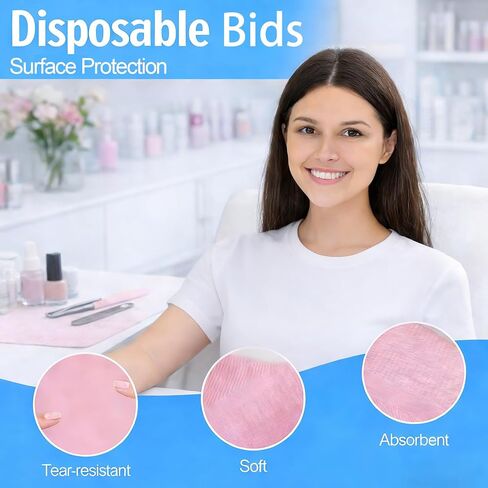 90-Pack Disposable Dental Bibs (13" x 18") – Pink Absorbent Surface Bibs with Waterproof Backing for Tattoo, Nail & Lash Salon in Kuwait