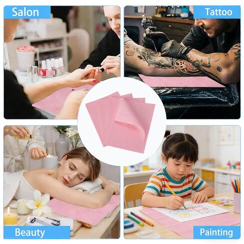 90-Pack Disposable Dental Bibs (13" x 18") – Pink Absorbent Surface Bibs with Waterproof Backing for Tattoo, Nail & Lash Salon in Kuwait