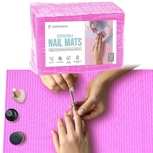 Disposable Nail Mats 50 Pcs - Salon Paper Towel and Table Cover for Nail Tech - 3 Ply Waterproof Manicure Prep Pads - Acrylic Art Supplies and Accessories (Black) in Saudi Arabia
