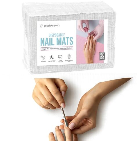 Disposable Nail Mats 50 Pcs - Salon Paper Towel and Table Cover for Nail Tech - 3 Ply Waterproof Manicure Prep Pads - Acrylic Art Supplies and Accessories (Black) in Saudi Arabia