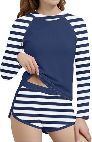 Girls Swimsuit Rash Guard 2 Pieces Bathing Suit Printed Long Sleeve Swimsuits with Boyshort UPF 50+ Swimwear Size 6-15 in Kuwait