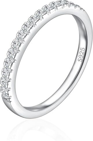 2mm 925 Sterling Silver Eternitys Ring for Women Cubic Zirconia Half Eternity Stackable Wedding Bands Size 4-12 in Saudi Arabia